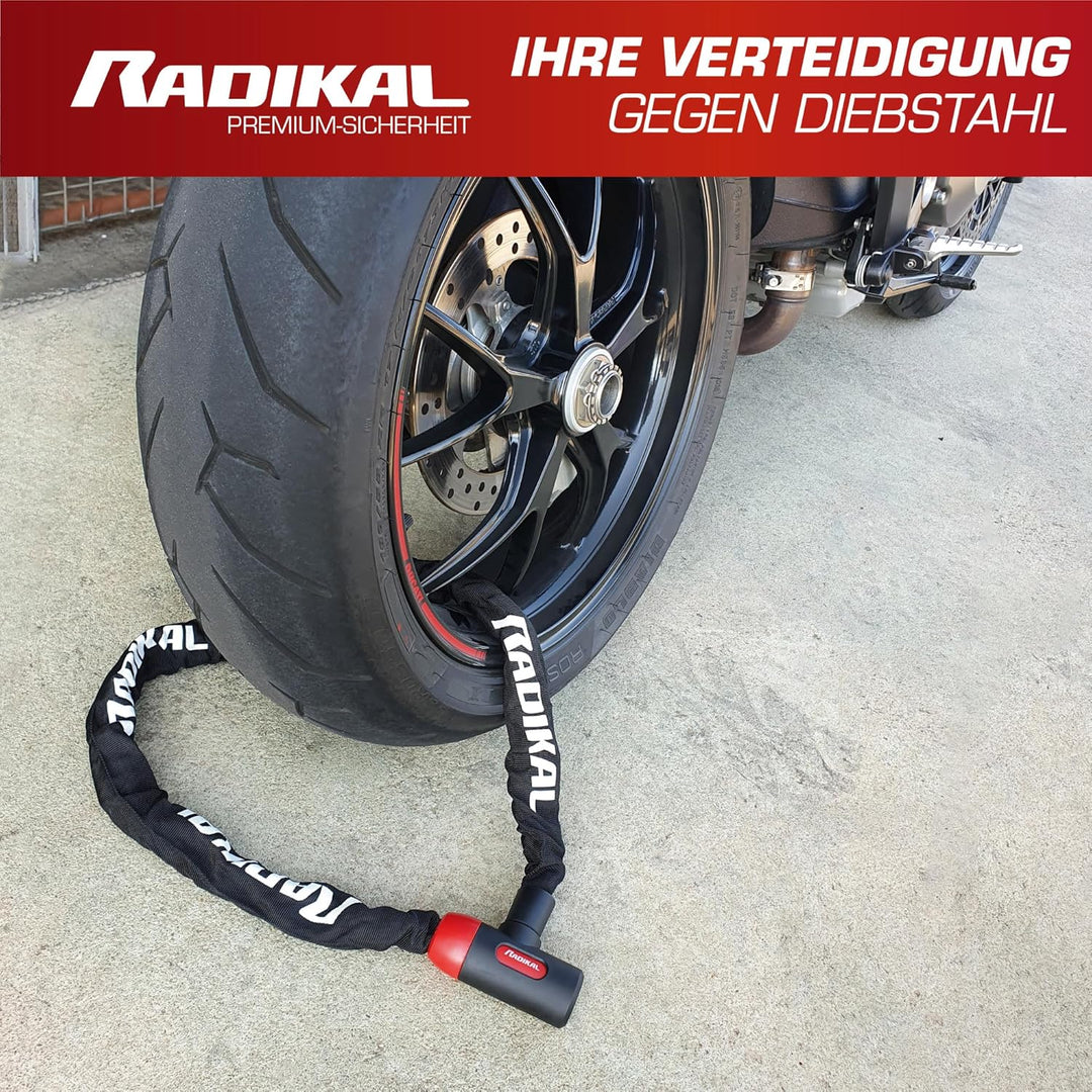 RADIKAL RKX120 Diebstahlsicheres Kettenschloss Motorrad, Roller, Fahrrad, Sicherheit 8mm verstärkter