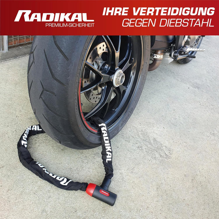 RADIKAL RKX120 Diebstahlsicheres Kettenschloss Motorrad, Roller, Fahrrad, Sicherheit 8mm verstärkter