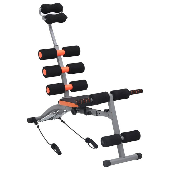 vidaXL Bauchtrainer in L-Form mit Elastischen Bändern Verstellbare Rückenlehne Rückentrainer Bauchmu
