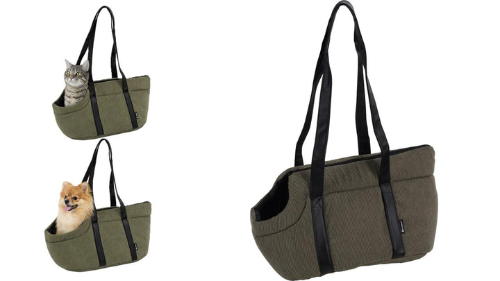 Hundetasche - Tragetasche Alessia Grün – 46x23x25cm – Polyester mit Rippcord – Öffnung Oben – heraus