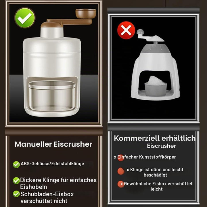 Manueller Eiszerkleinererer, tragbare Slushie Maschine und Schneekegelmaschine mit Eiswürfelform für