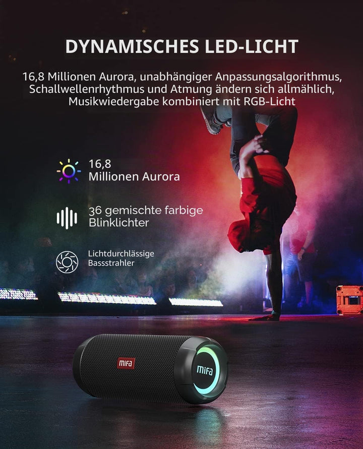 MIFA WildRod Bluetooth Lautsprecher mit Bluetooth 5.3, IP67 wasserdicht & staubdicht, 30W Wiedergabe