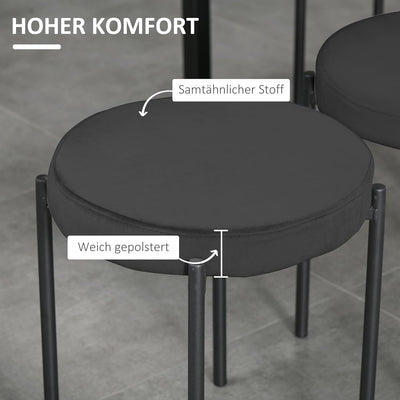 HOMCOM 4er-Set Esszimmerhocker Esszimmerstühle Stapelbar Thekenhocker mit gepolstertem Sitz Rundhock