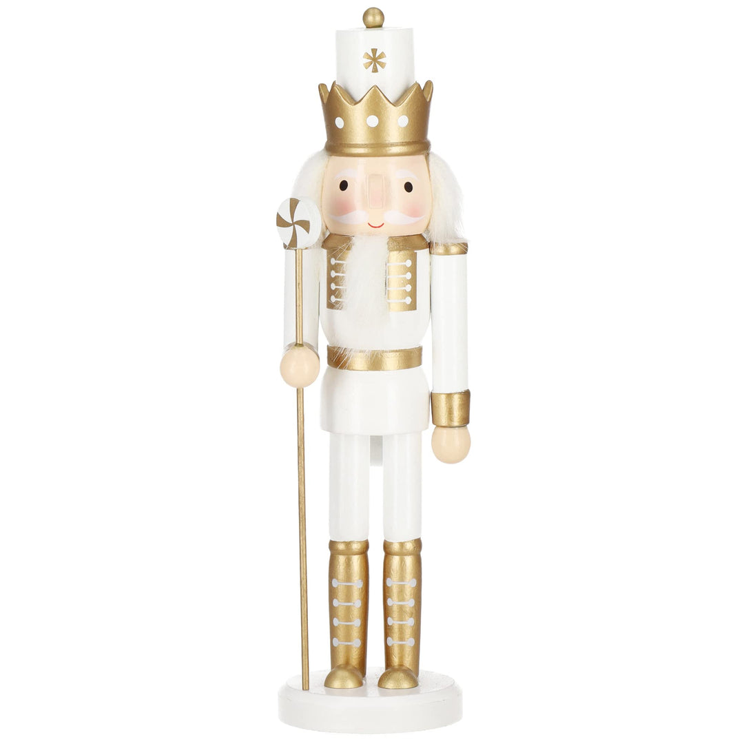 SPRINGOS Dekofigur Nussknacker Figur aus Holz König mit Zepter 30,5 cm Weihnachtsdekoration Holzfigu