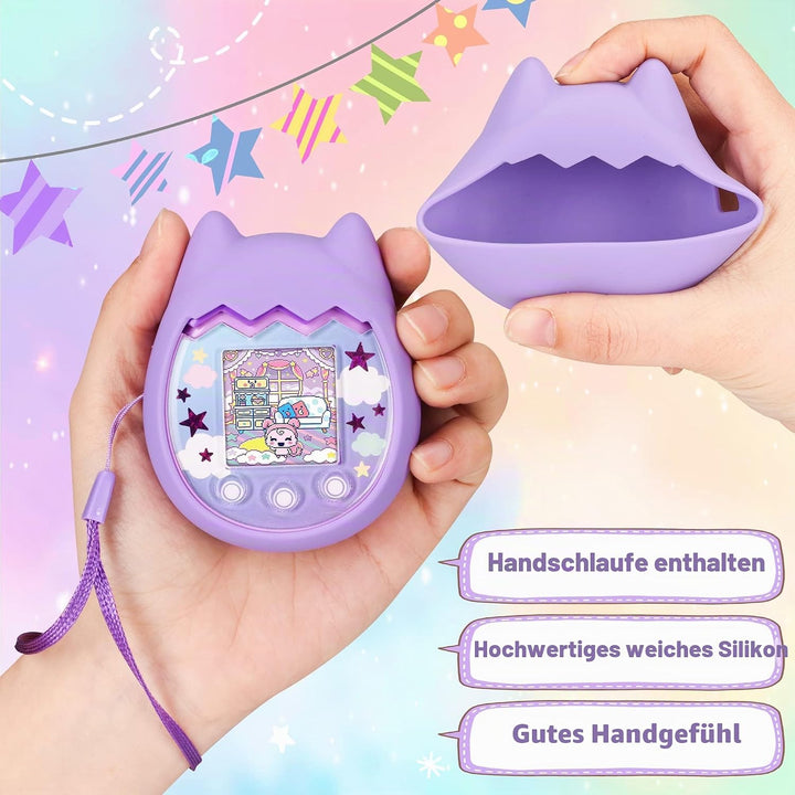 Silikon Hülle und Hartschalenkoffer kompatibel mit Tamagotchi Pix Virtuelles Haustierspielzeug, Schu