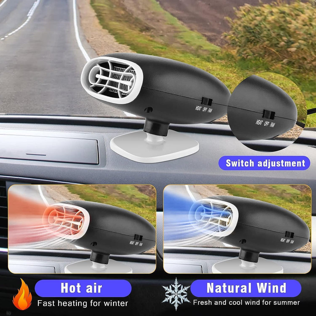 12V 150W 10A Auto Heizlüfter, Riloer Tragbare Anti-Fog 2-In-1 Schnellheizung Auto Heizung mit Zigare