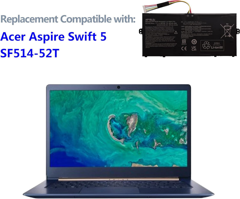 Swark Akku AP16L5J Kompatibel mit Acer Aspire Swift 5 SF514-52T Spin 1 SP111-32N 2ICP4/91/91