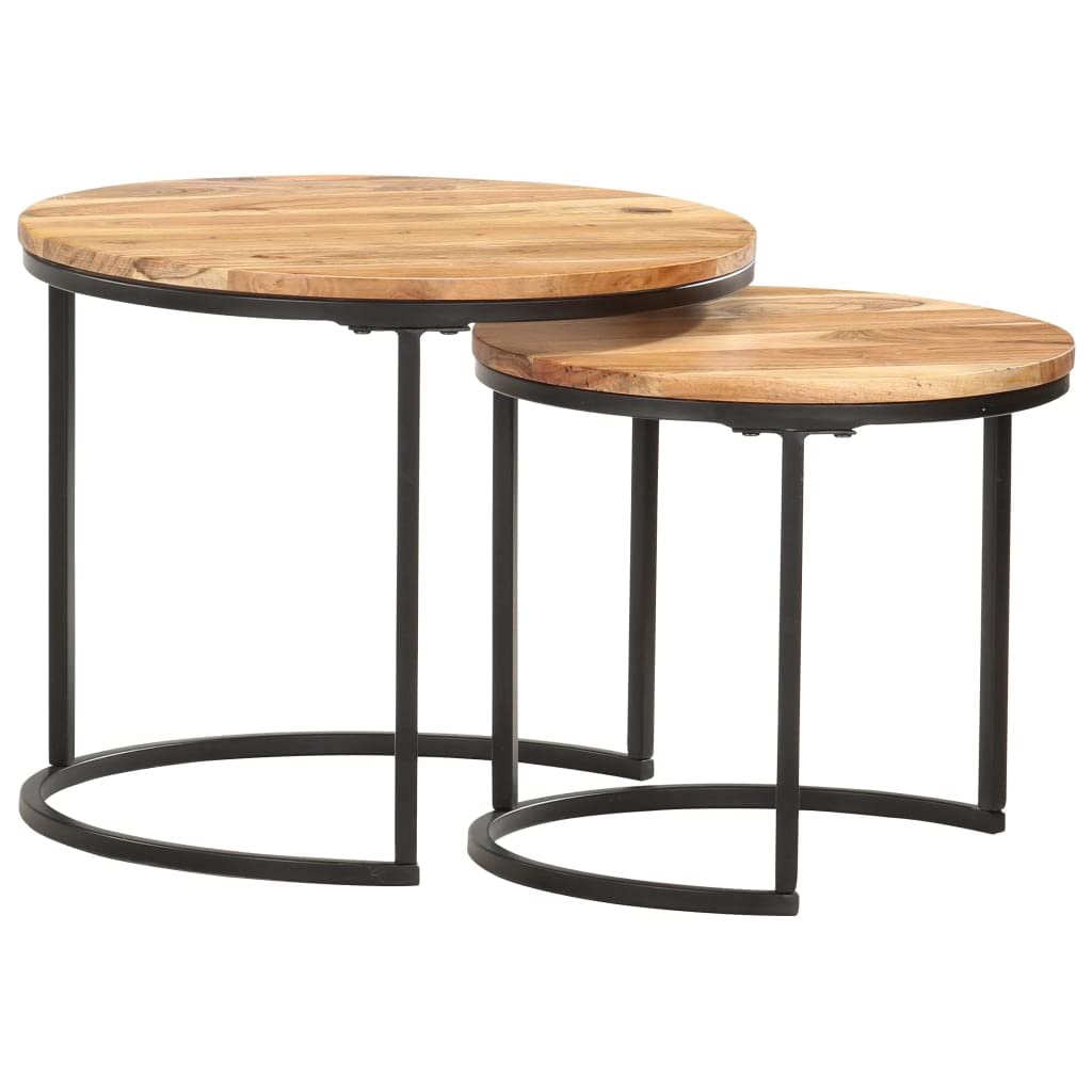 vidaXL 2X Akazienholz Massiv Satztisch Couchtisch Beistelltisch Kaffeetisch Sofatisch Holztisch Tisc
