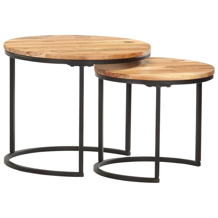 vidaXL 2X Akazienholz Massiv Satztisch Couchtisch Beistelltisch Kaffeetisch Sofatisch Holztisch Tisc