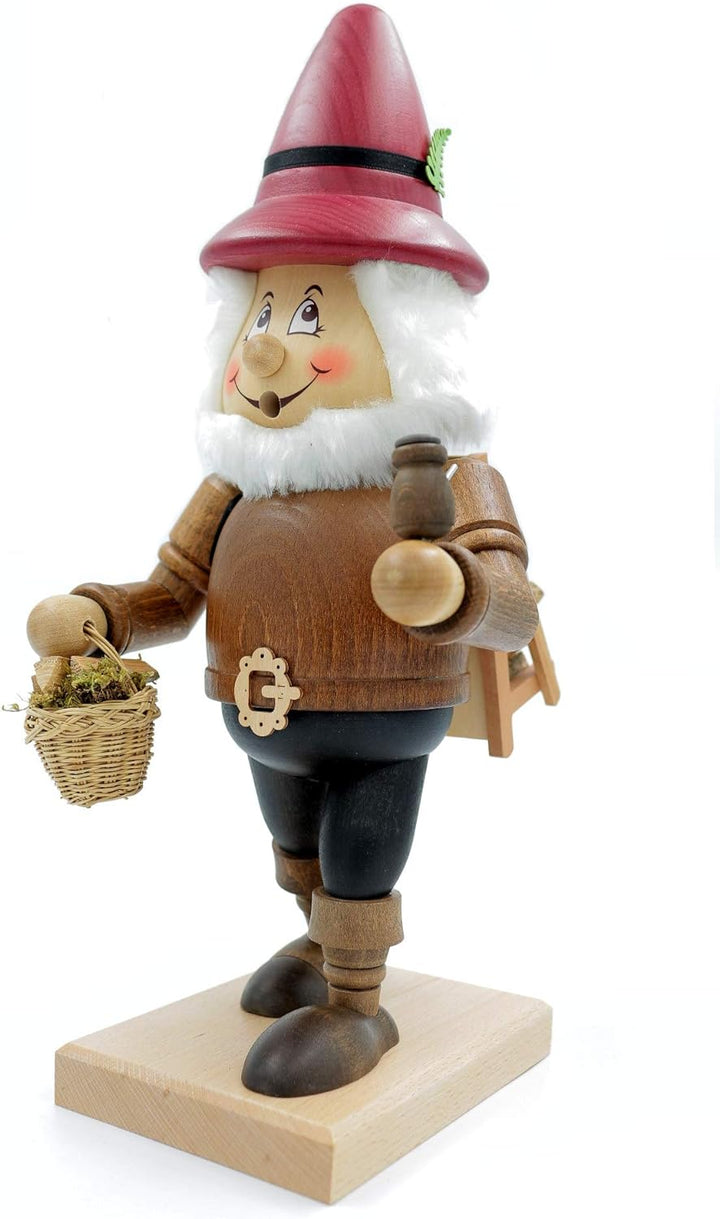 Kuhnert - Original Erzgebirgische Holzkunst Räuchermann Räucherfigur Wichtel 35cm - Holzsammler, Hol