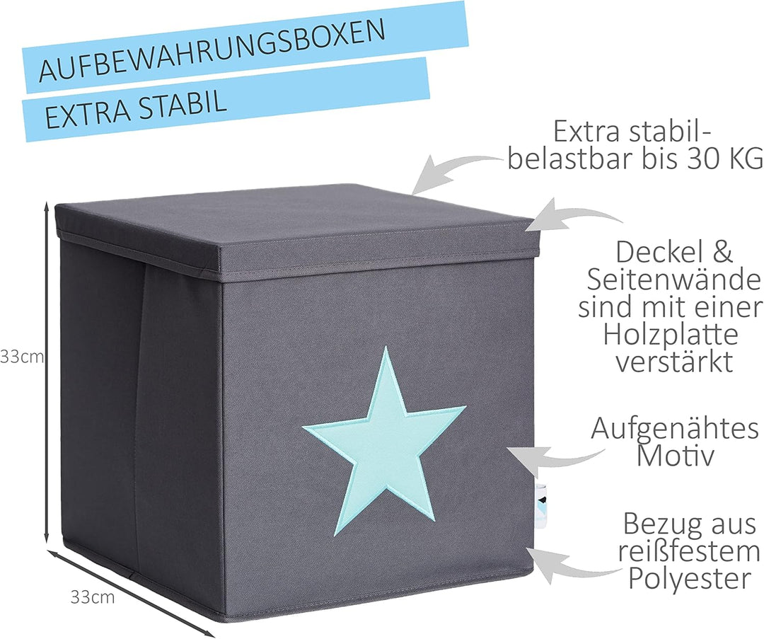 LOVE IT STORE IT Aufbewahrungsbox mit Deckel - Kallax Einsatz aus Stoff - Verstärkt mit Holz, belast