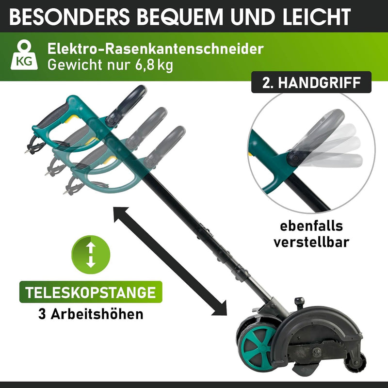 BRAST Rasenkantenschneider 1200Watt einstellbare Kantenführung elektrischer Rasentrimmer Elektro Gra