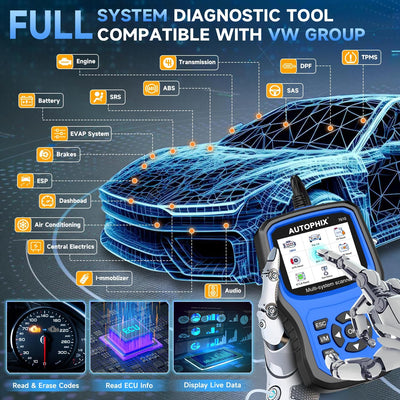 AUTOPHIX 7610 Elite Vollsysteme OBD2 Diagnosegerät Kompatibel mit VW Automotive Full Functions OBD2