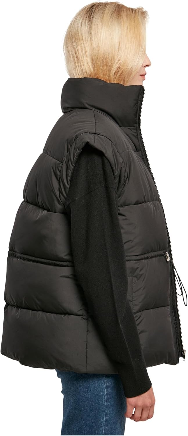 Urban Classics Damen Ladies Waisted Puffer Vest 4XL Schwarz, 4XL Schwarz
