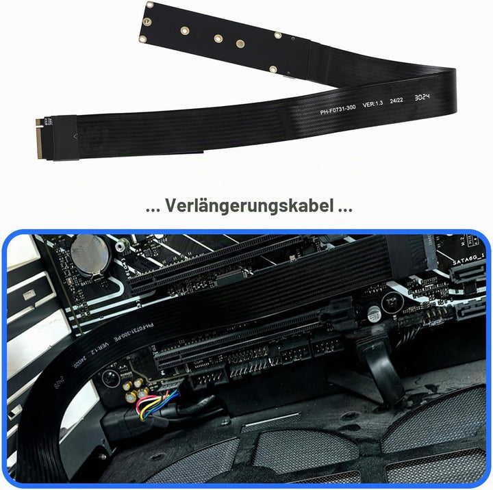 eMagTech NGFF M-Key NVME Stecker auf Buchse PCI-E 4.0 Verlängerungskabel für Motherboard SSD 2230 22