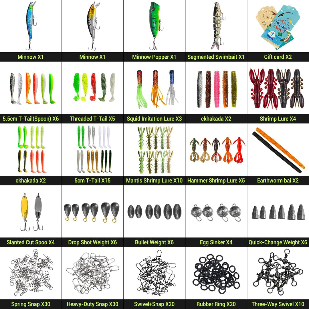 Angelkoffer Set,605 Pcs Angelköder Set und Werkzeugset,Angelkasten mit Zubehör Geeignete Angelausrüs