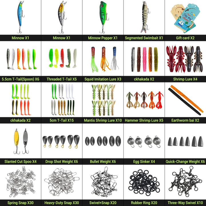 Angelkoffer Set,605 Pcs Angelköder Set und Werkzeugset,Angelkasten mit Zubehör Geeignete Angelausrüs