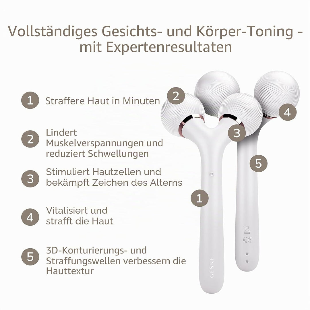 GESKE | SmartAppGuided™ Sonic Facial &amp; Body Roller | 4 in 1 | Dermaroller | Gerät für Gesicht und Kö