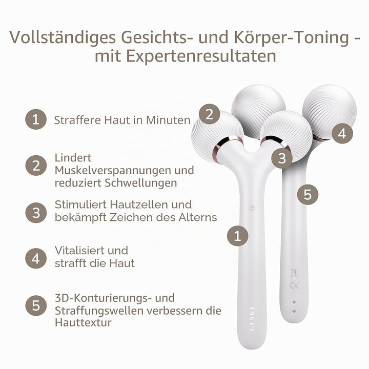GESKE | SmartAppGuided™ Sonic Facial &amp; Body Roller | 4 in 1 | Dermaroller | Gerät für Gesicht und Kö