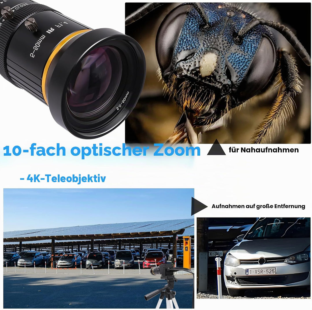 SVPRO 5MP 30FPS USB-Kamera mit 5-50 mm Teleobjektiv, 10-fach optischem Zoom manuellem Fokus Webcam,