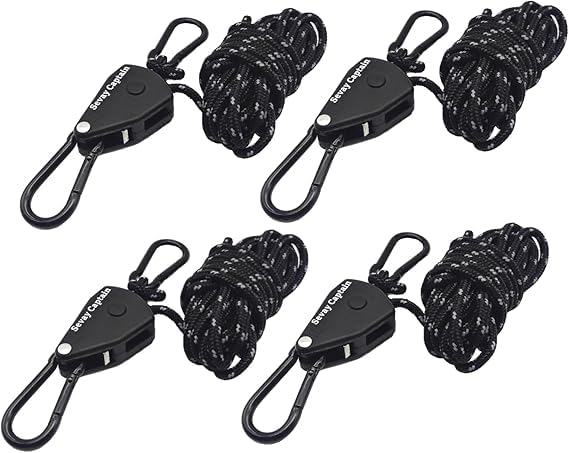Sevay Captain1/8 Seilratsche, Zeltschnur mit Spanner, Flaschenzug mit Seilbremse,68kg(150Pfund) Zink