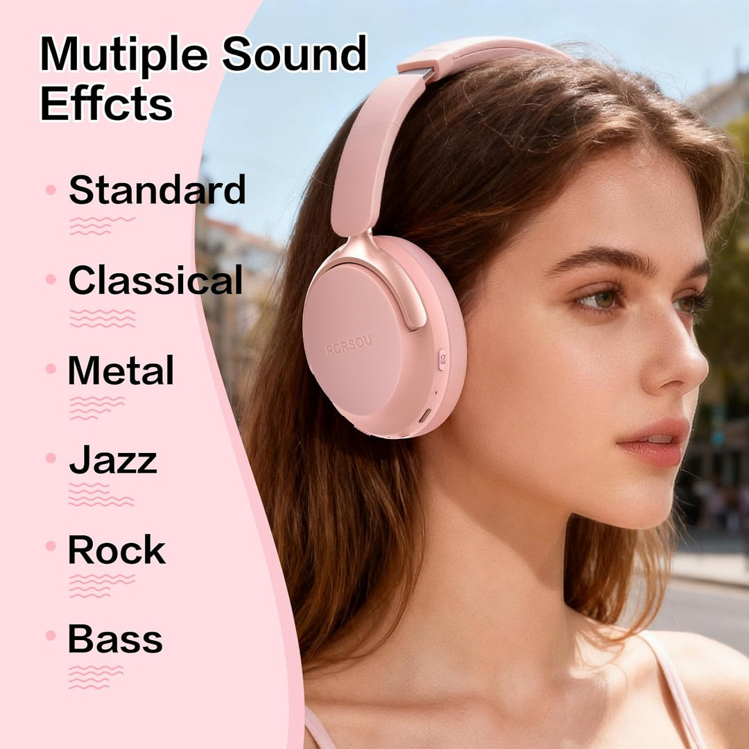 RORSOU B8 Bluetooth Kopfhörer Over Ear, 6 EQ Musikmodi und 50H Spielzeit Deep Bass Wireless Kopfhöre