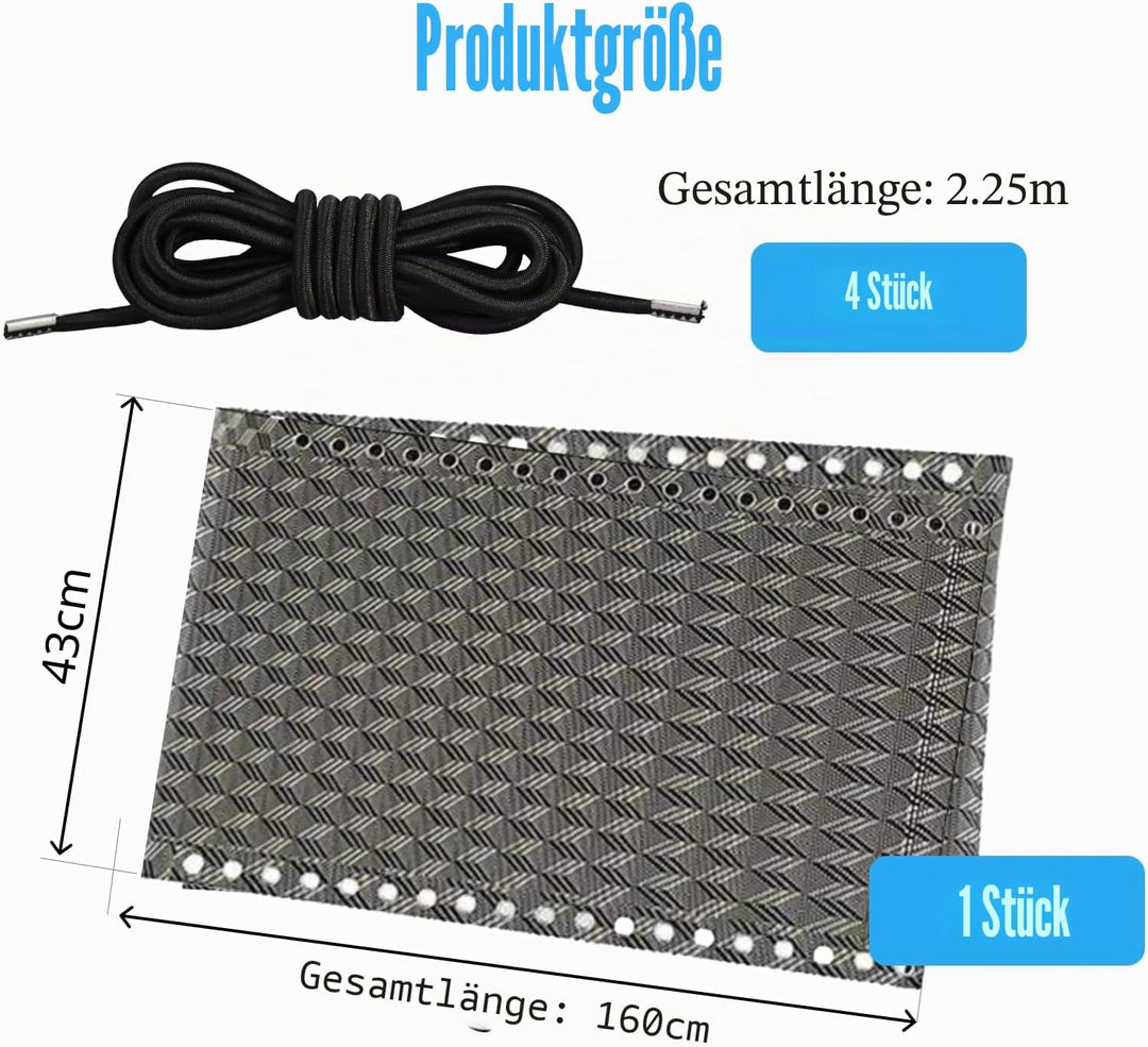 FortuneGlobe Ersatzbezug für Liegestuhl mit 4 elastischen Seilen (160 x 43 cm), Ersatzstoff für Zero