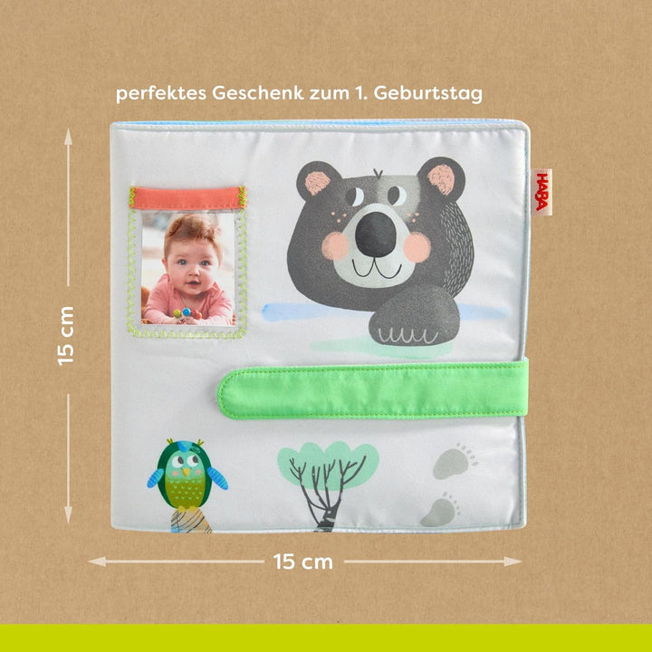 HABA Baby-Fotoalbum Waldfreunde – Stoff-Fotobuch mit Einstecktaschen für Fotos – Für Babys ab 6 Mona