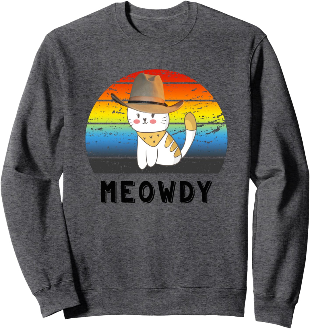 Vintage Meowdy Funny Texas Cowboy Retro Cat Lover Gift Sweatshirt
