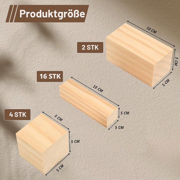 Schnitzholz Linde, 22er Pack Holzblöcke, 3 Grössen Lindenholz zum Schnitzen, Lindenholz-Schnitzblöck