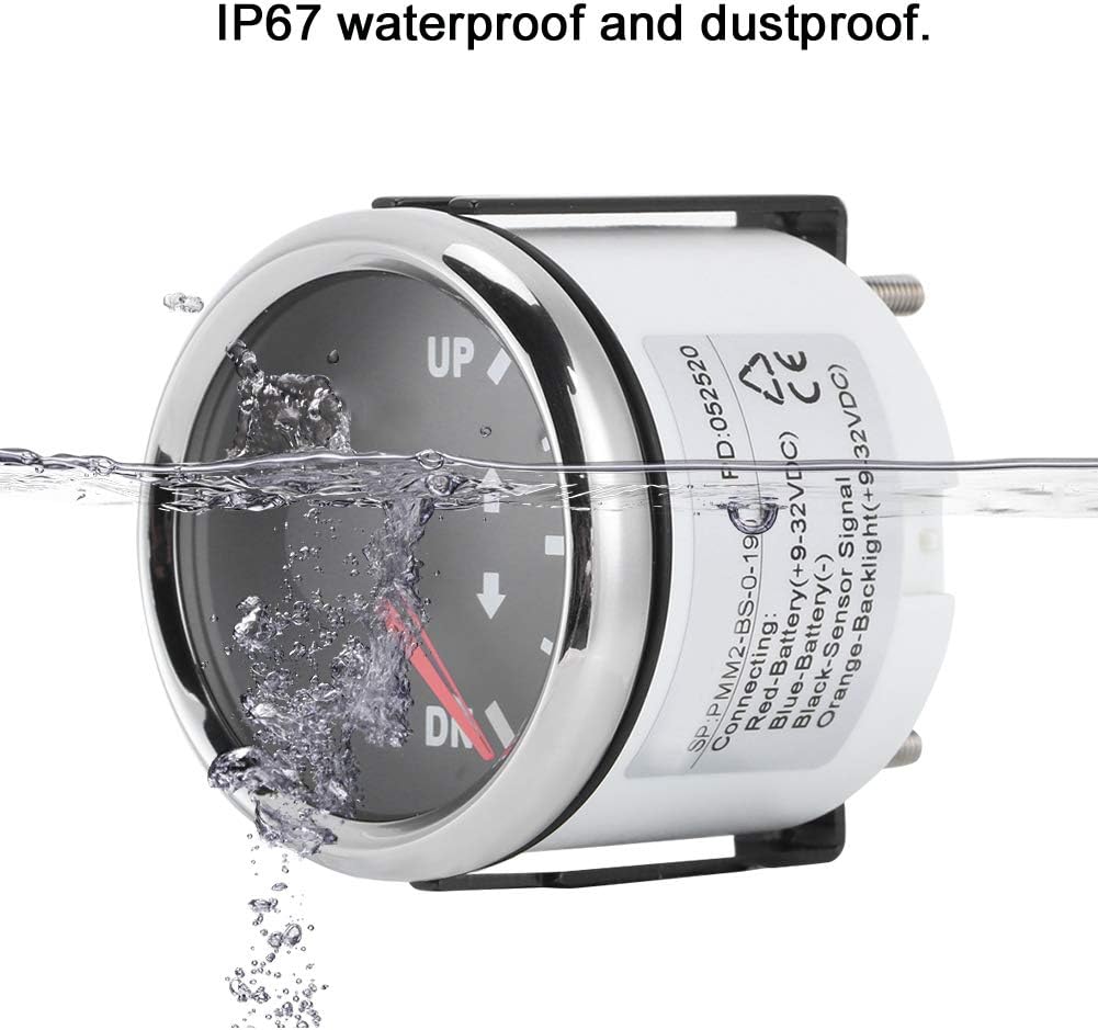 Trimmanzeige,52 mm UP-DN-Trimmanzeige für Boote 0-190 Ohm Trimmanzeige für Marineboote Kit Trimm-Nei