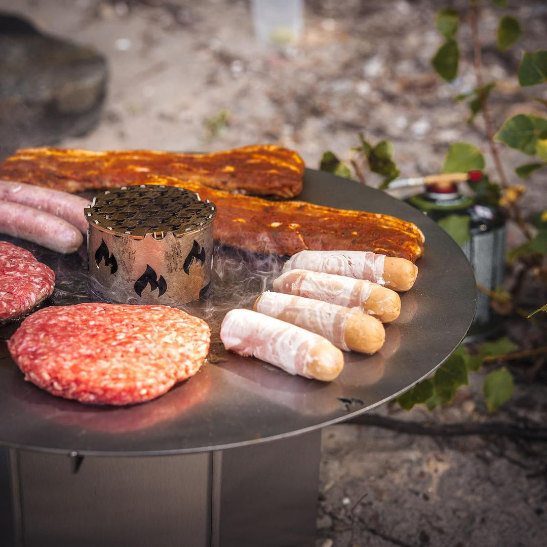 Grillrost.com Das Original Mini Wokaufsatz aus Edelstahl - für Mini Feuerplatte steckbar Mini-Wokauf