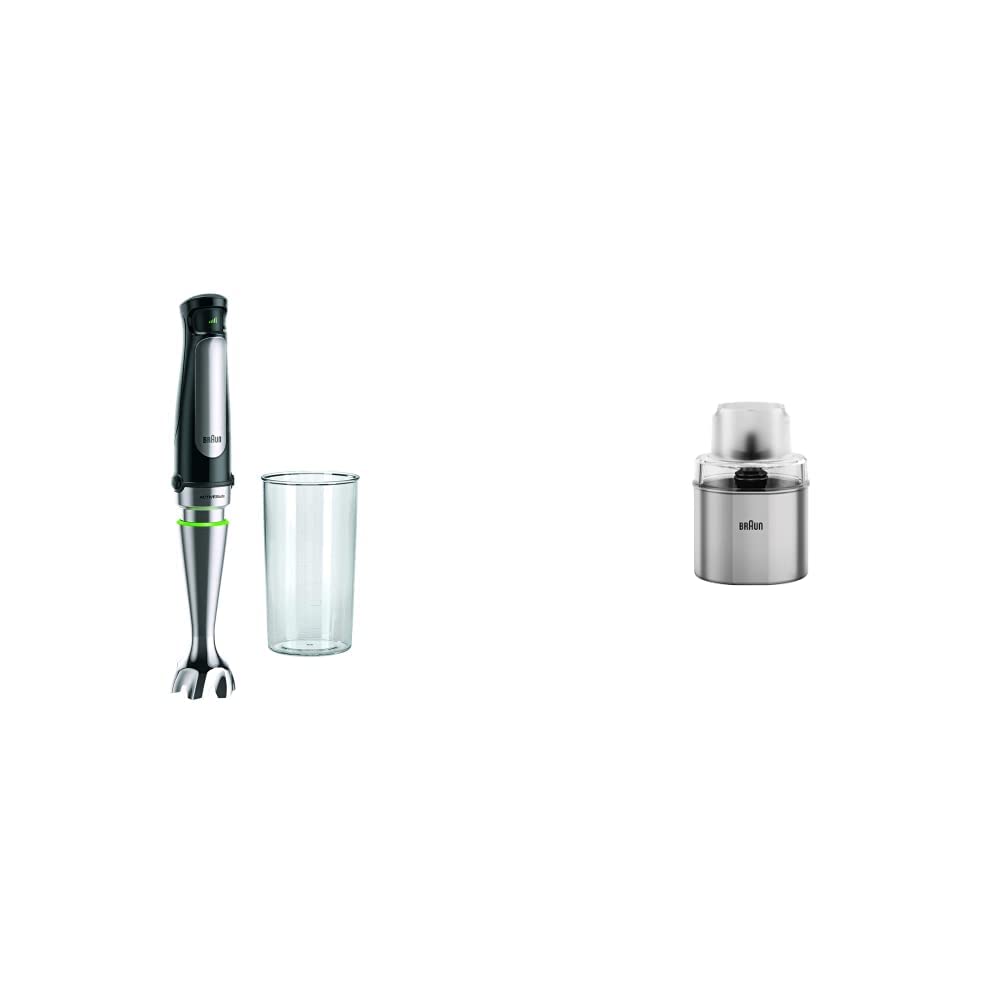 Braun MultiQuick 7 MQ 7000X Stabmixer inkl. 600 ml Mix- & Messbecher, 1000 Watt, schwarz & Braun Kaf