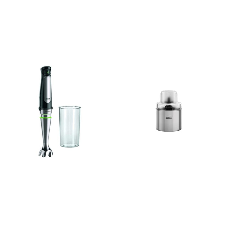 Braun MultiQuick 7 MQ 7000X Stabmixer inkl. 600 ml Mix- & Messbecher, 1000 Watt, schwarz & Braun Kaf
