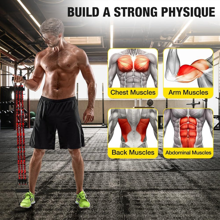 Flintronic Verstellbarer Chest Expander Fitness Widerstandsbänder mit 3 Strings o 5 Strings, Verstel