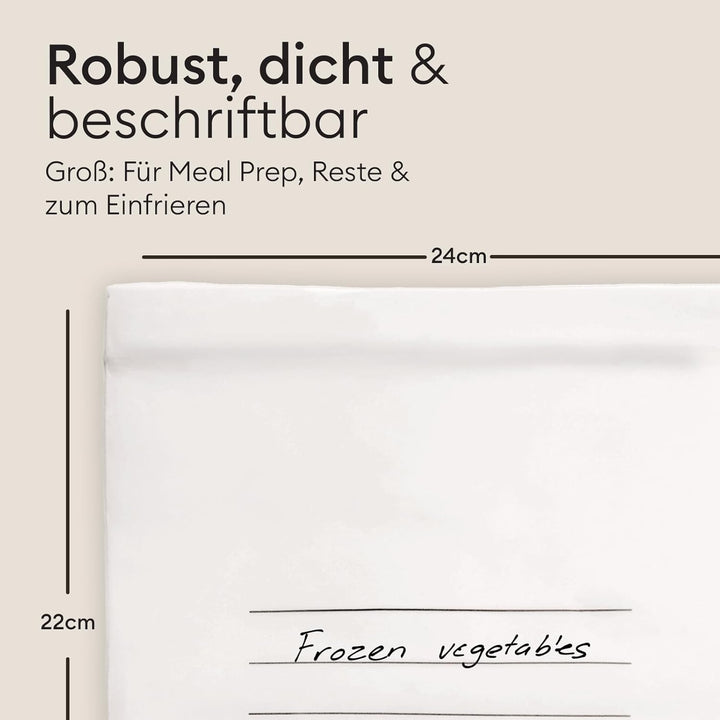 Vove kompostierbare Gefrierbeutel mit luftdichtem Zip-Verschluss, 1 L, 30 Stück - PFAS-frei, BPI-zer