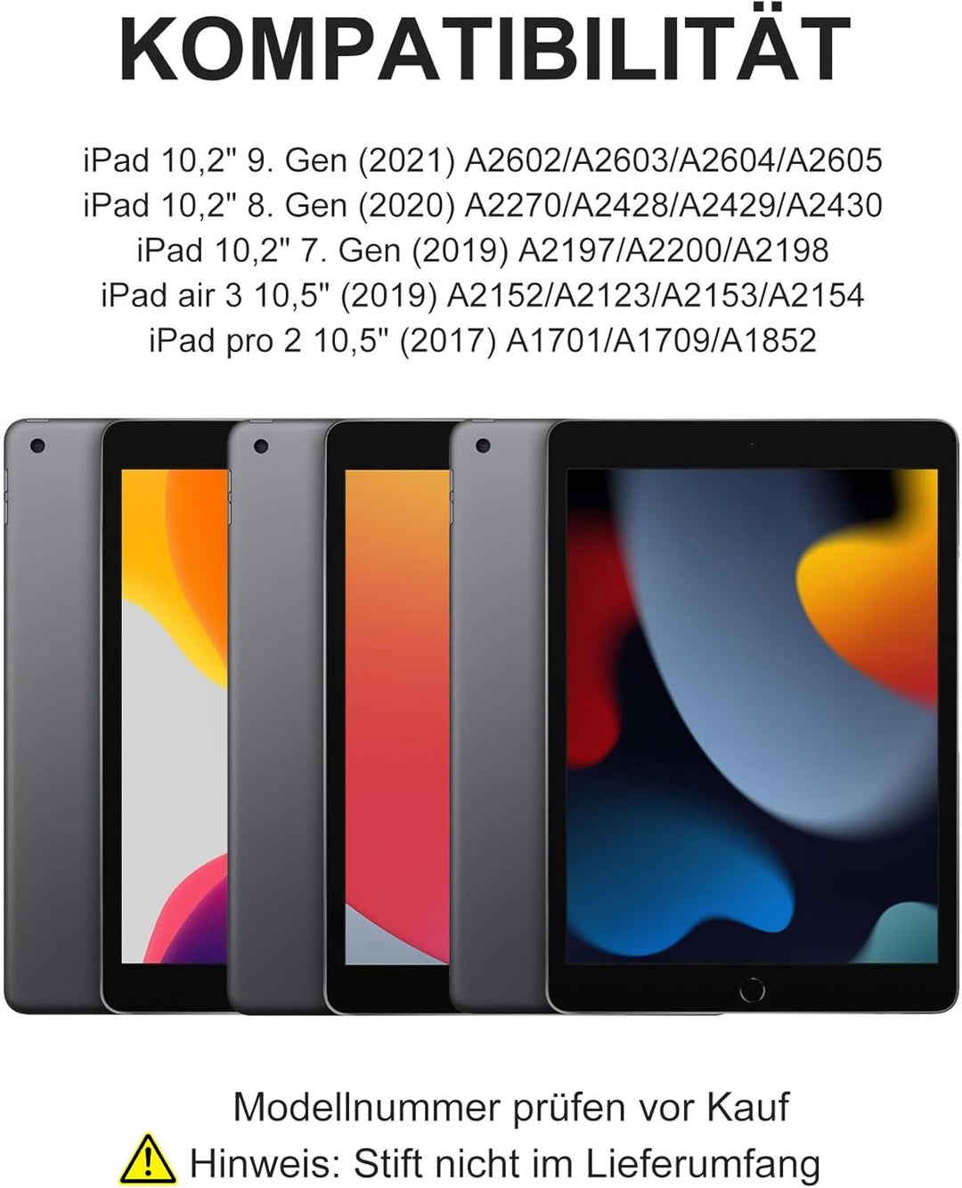 Für iPad 10,2" Hülle mit Beleuchteter Tastatur für 7./8./9. Gen, Air 3, Pro 10.5, Mit 7-Farben Hinte