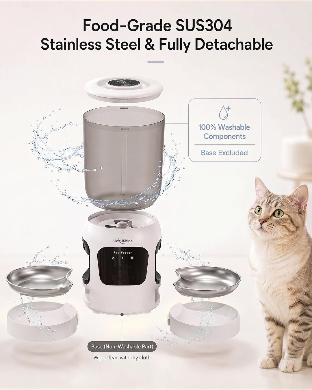 Smarter Futterautomat für Zwei Katzen, Doppelter Futterspender