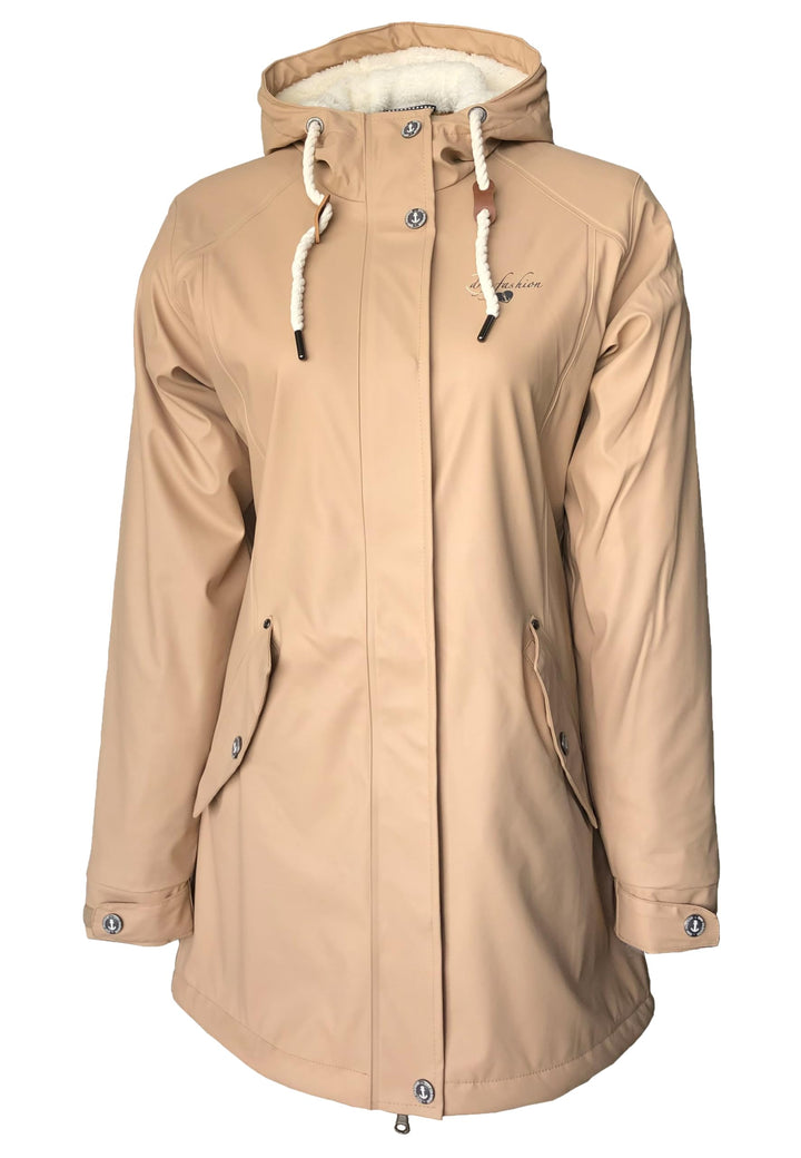 Dry Fashion Damen Regenmantel Malmö - Frauen Regenjacke Jacke mit Kapuze Lang Winddicht Wasserdicht