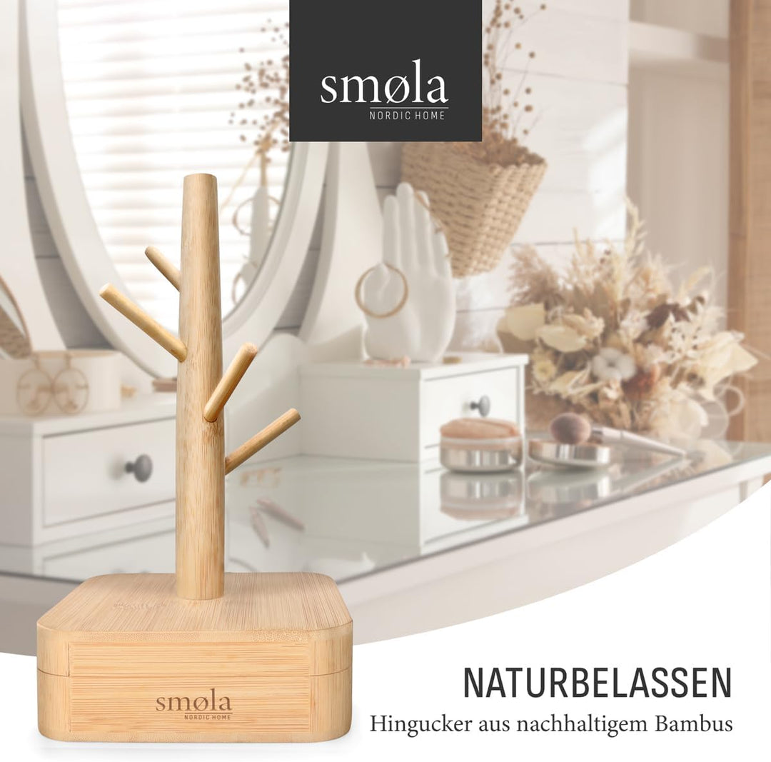 Schmuckbaum aus Holz - 4 Ebenen mit Aufbewahrungsbox - Schmuck Organizer, Schmuckständer für Ketten,