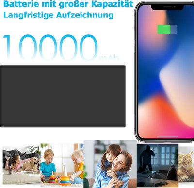 Überwachungskamera, KAMREA HD 1080P 10000 mAh Powerbank Kamera Versteckte Kamera Mini Nanny Cam für