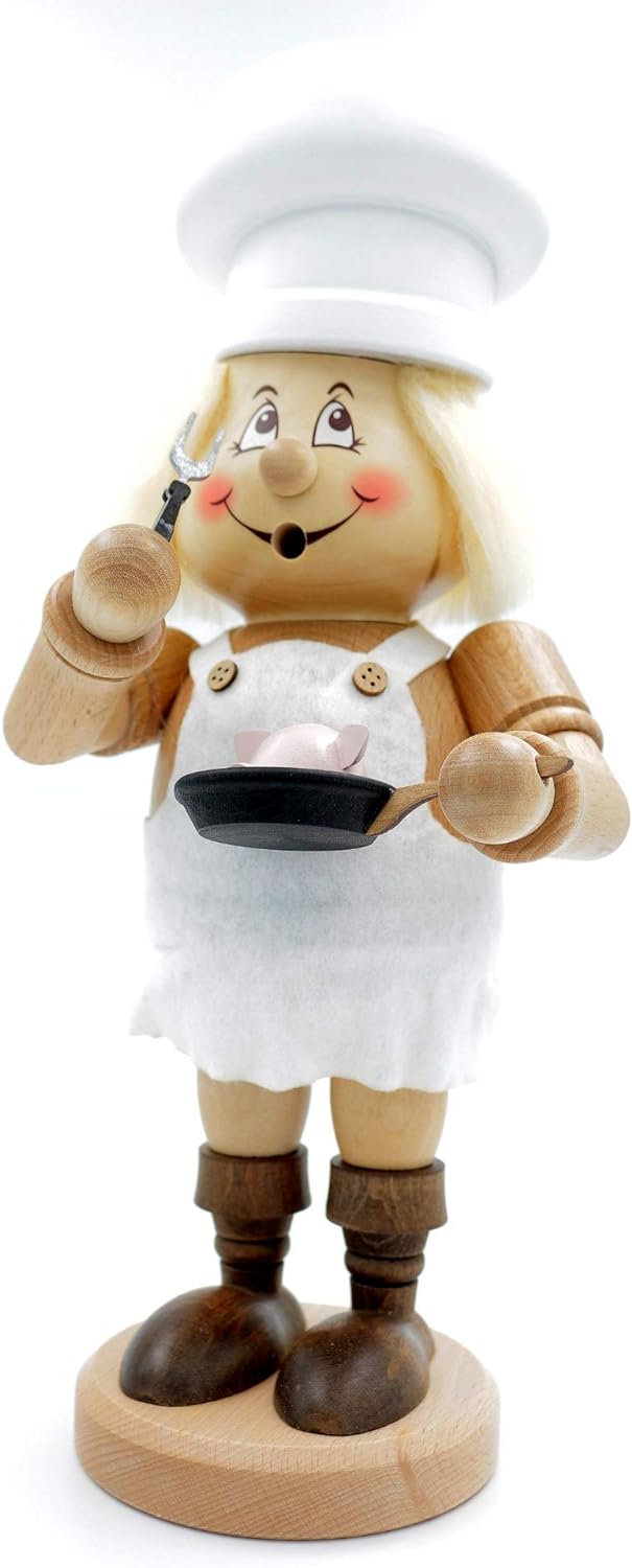 Kuhnert - Original Erzgebirgische Holzkunst Räuchermann Räucherfigur Wichtel 34cm - Koch, Koch
