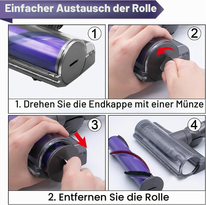 Bürste Kompatibel mit Dyson V7 V8 V10 V11 V15 Staubsauger, Ersatzteile Bürstenkopf mit Direktantrieb