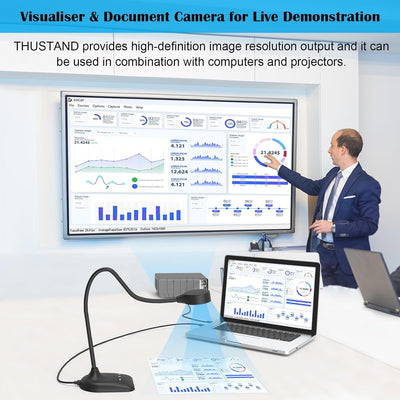 THUSTAND Visualisierer für Unterricht, USB-Dokumentenkamera, PC-Viewer für Klassenzimmer mit LED-Lic