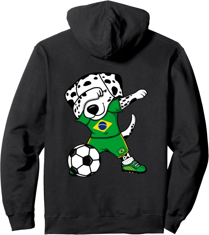 Dabbing Dalmatiner Brasilien Fussball Brasilianische Flagge Pullover Hoodie