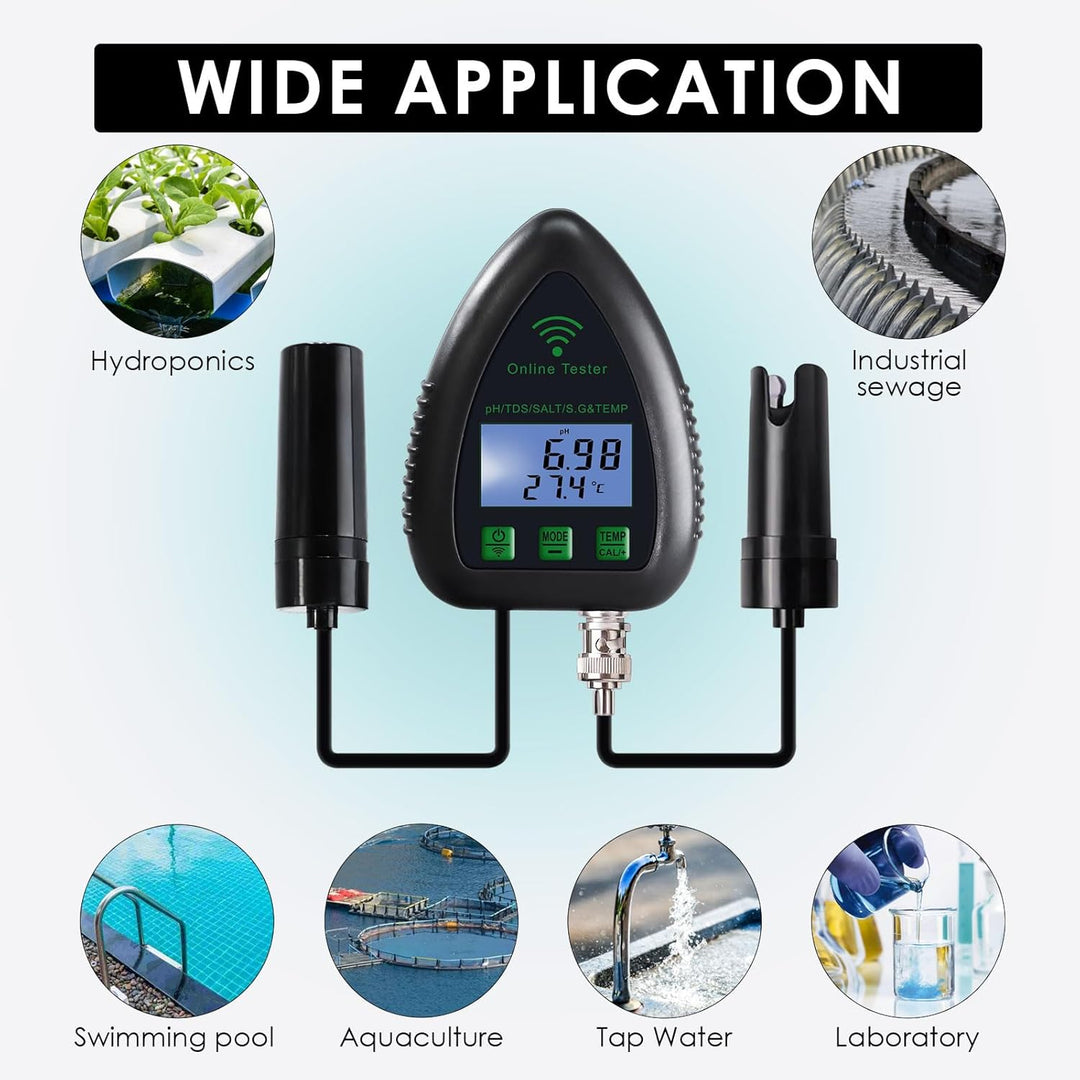 Wasser Qualität Prüfer pH/TDS/Salz/S.G/Temperatur Online APP Überwachung WiFi Prüfer für Aquarium Hy