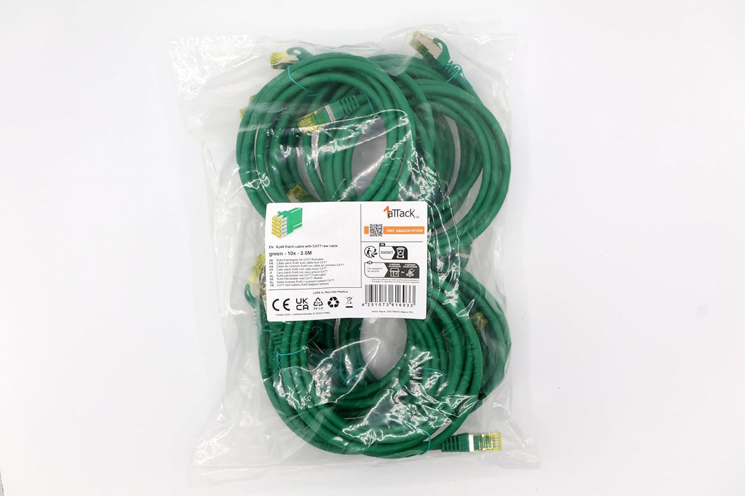 Cat.7 Netzwerkkabel 2m Grün 10 Stück Cat7 Ethernetkabel Netzwerk LAN Kabel Rohkabel 10 Gb s SFTP PIM