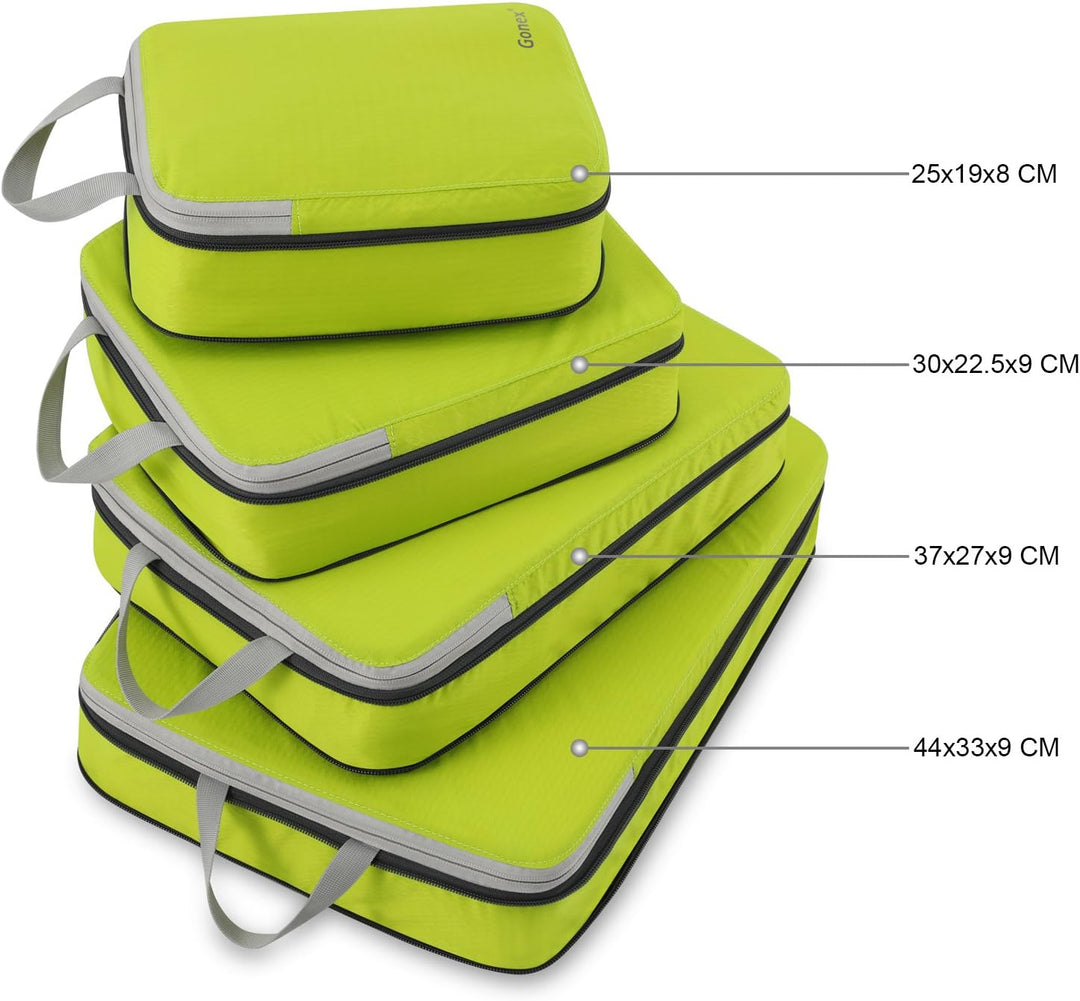 Compression Packing Cubes 3/4er Set, Gonex Kleidertaschen 4-teilig Verpackungswürfel, Kleidertaschen