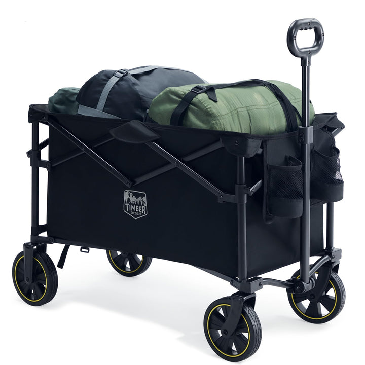 TIMBER RIDGE Bollerwagen Faltbar 200L mit Getränkehalter Verstellbarem Griff, Handwagen Klappbar Tra