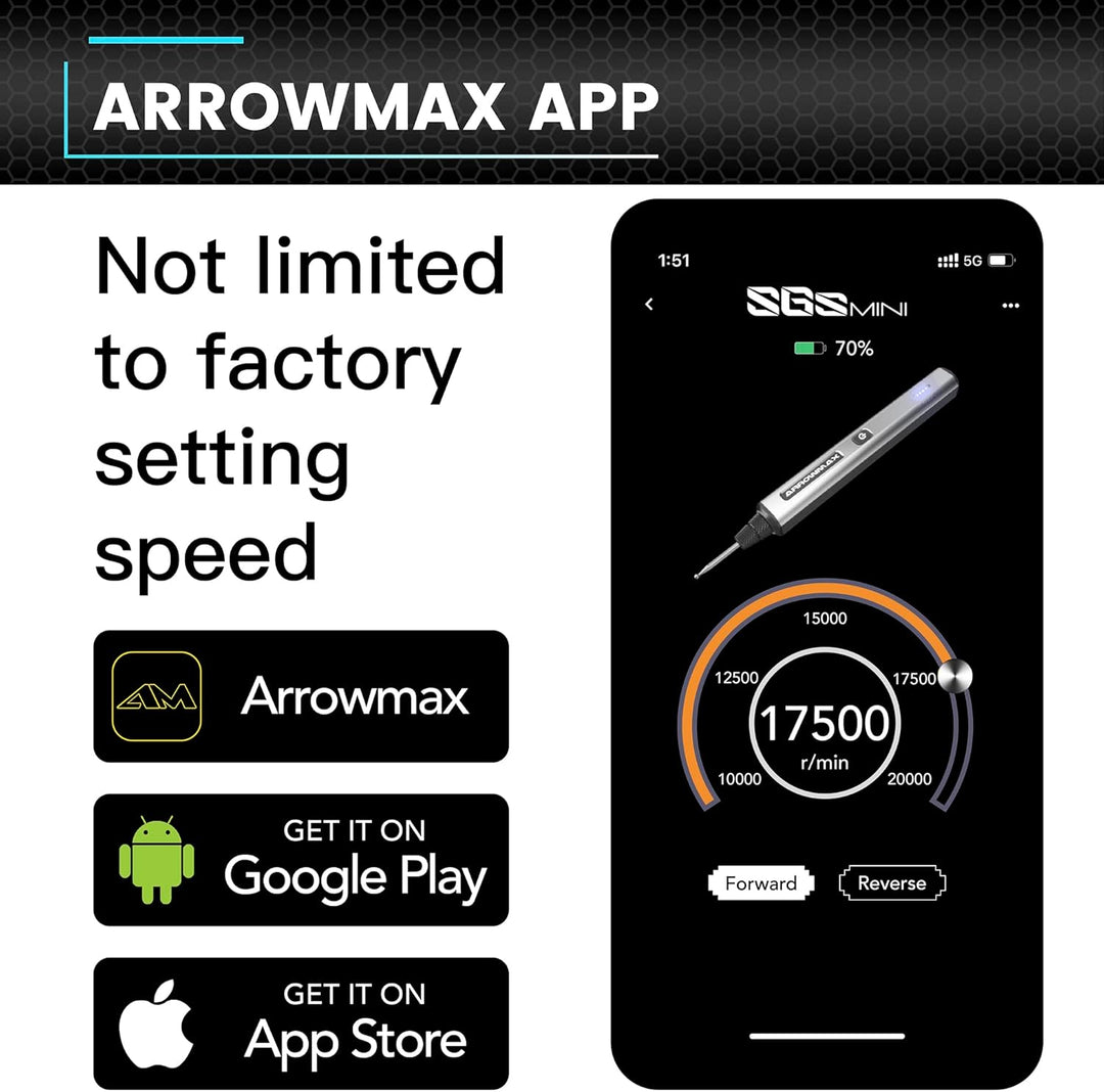 ARROWMAX Kabelloser, wiederaufladbarer elektrischer Gravurstift mit 36 Bits, Aluminiumgehäuse, Bluet